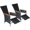 Image de vidaXL Chaises longues de jardin 2 pcs. avec coussins Poly rotin noir