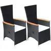 Image de Vidaxl - Chaise Inclinable De Jardin 2pc Et Coussins Résine Tressée Noir