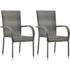 Image de Vidaxl - Chaises Empilables D'Extérieur Lot De 2 Gris Résine Tressée