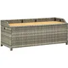 Image de Vidaxl   Banc De Jardin En Résine Tressée 120 Cm   Coffre De Rangement Étanche   Structure En Acier Et Bois D'Acacia   Résistant Aux Intempéries