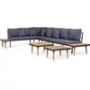 Image de vidaXL Ensemble de salon de jardin 7 pièces avec coussins en bois massif d'acacia brun
