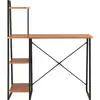 Image de Bureau Avec Étagère Noir Et Marron 102x50x117 Cm