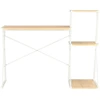 Image de vidaXL Bureau avec étagère blanc et chêne 116×50×93 cm
