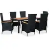 Image de vidaXL Ensemble de jardin 7 pièces Poly rotin acacia noir