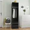 Image de Vidaxl - Garde-robe Avec Tiroirs Noir 50x50x200 Cm Aggloméré