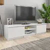 Image de Meuble Tv Blanc Brillant 140x40x35,5 Cm Aggloméré