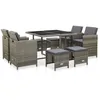 Image de Vidaxl - Mobilier À Dîner De Jardin 9pcs Et Coussins Résine Tressée Gris