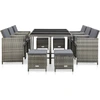 Image de vidaXL Ensemble de jardin 11 pièces avec coussins Poly Rattan Gris