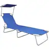 Image de vidaXL Chaise longue pliante avec toit solaire bleu aluminium