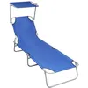 Image de Vidaxl Folding Sun Lounger With Canopy Blue Aluminium