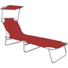 Image de vidaXL Chaise longue pliante avec toit solaire Rouge Aluminium