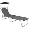Image de vidaXL Chaise longue pliante avec toit solaire Gris Aluminium