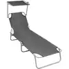 Image de Vidaxl - Chaise Longue Pliable Avec Auvent Gris Aluminium
