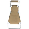Image de vidaXL Chaise longue pliante avec protection solaire Taupe Aluminium