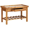Image de vidaXL Table à plantes avec plan de travail en zinc Bois massif Acacia