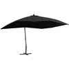 Image de Parasol Suspendu Avec Mât En Bois 400x300 Cm Noir