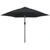 Image de vidaXL Parasol avec lampes LED et mât en acier 300 cm noir