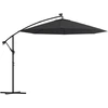 Image de vidaXL Parapluie avec éclairage LED et mât en acier 300 cm noir