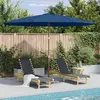 Image de vidaXL Parasol avec mât en bois 350 cm bleu