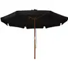 Image de vidaXL Parasol avec mât en bois 330 cm noir