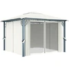 Image de vidaXL Pavillon avec rideaux 300 x 300 cm Crème Aluminium