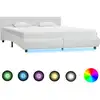 Image de vidaXL Cadre de lit avec LED Blanc Similicuir 160×200 cm