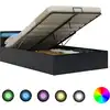 Image de vidaXL Lit de rangement hydraulique avec LED noir similicuir 120×200 cm