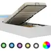 Image de vidaXL Lit de rangement hydraulique avec LED blanc similicuir 90×200 cm