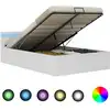 Image de vidaXL Lit de rangement hydraulique avec LED Blanc Similicuir 140×200 cm