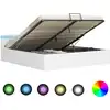 Image de vidaXL Lit de rangement hydraulique avec LED Blanc Similicuir 160×200 cm