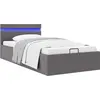 Image de vidaXL Lit avec sommier hydraulique LED gris similicuir 90x200 cm