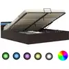Image de vidaXL Lit de rangement hydraulique avec LED Gris Similicuir 160×200 cm