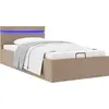 Image de vidaXL Lit de rangement avec LED Cappuccino-Brun Similicuir 90×200cm