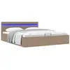 Image de vidaXL Lit de rangement avec LED Cappuccino-Brun Similicuir 160×200cm