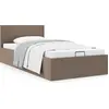 Image de vidaXL Lit de rangement hydraulique tissu taupe 90×200 cm