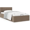 Image de vidaXL Lit de rangement hydraulique tissu taupe 100×200 cm