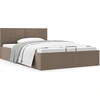 Image de vidaXL Lit de rangement hydraulique tissu taupe 120×200 cm