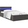 Image de vidaXL Lit avec sommier hydraulique LED gris foncé Tissu 100x200 cm