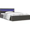 Image de vidaXL Lit avec sommier hydraulique LED gris foncé Tissu 140x200 cm