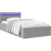 Image de vidaXL Lit avec sommier hydraulique LED gris clair Tissu 90x200 cm