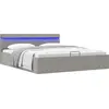 Image de vidaXL Lit avec sommier hydraulique LED gris clair Tissu 160x200 cm