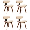 Image de vidaXL Chaises de salle à manger 4 pcs. Crème bois courbé et similicuir