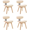 Image de vidaXL Chaises de salle à manger 4 pcs. Crème bois courbé et similicuir