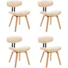 Image de Chaises À Manger Lot De 4 Crème Bois Courbé Et Similicuir Vidaxl