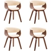 Image de vidaXL Chaises de salle à manger 4 pcs. Crème bois courbé et similicuir