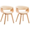 Image de vidaXL Chaise de salle à manger 2 pcs. Crème bois courbé et similicuir
