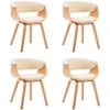 Image de vidaXL Chaises de salle à manger 4 pcs. Crème bois courbé et similicuir