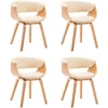 Image de Vidaxl - Chaises À Manger Lot De 4 Crème Bois Courbé Et Similicuir
