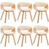 Image de vidaXL Chaises de salle à manger 6 pcs. Crème bois courbé et similicuir