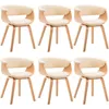 Image de Vidaxl - Chaises À Manger Lot De 6 Crème Bois Courbé Et Similicuir